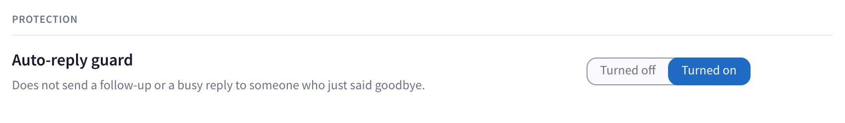 Protection: the Auto-reply guard turned on